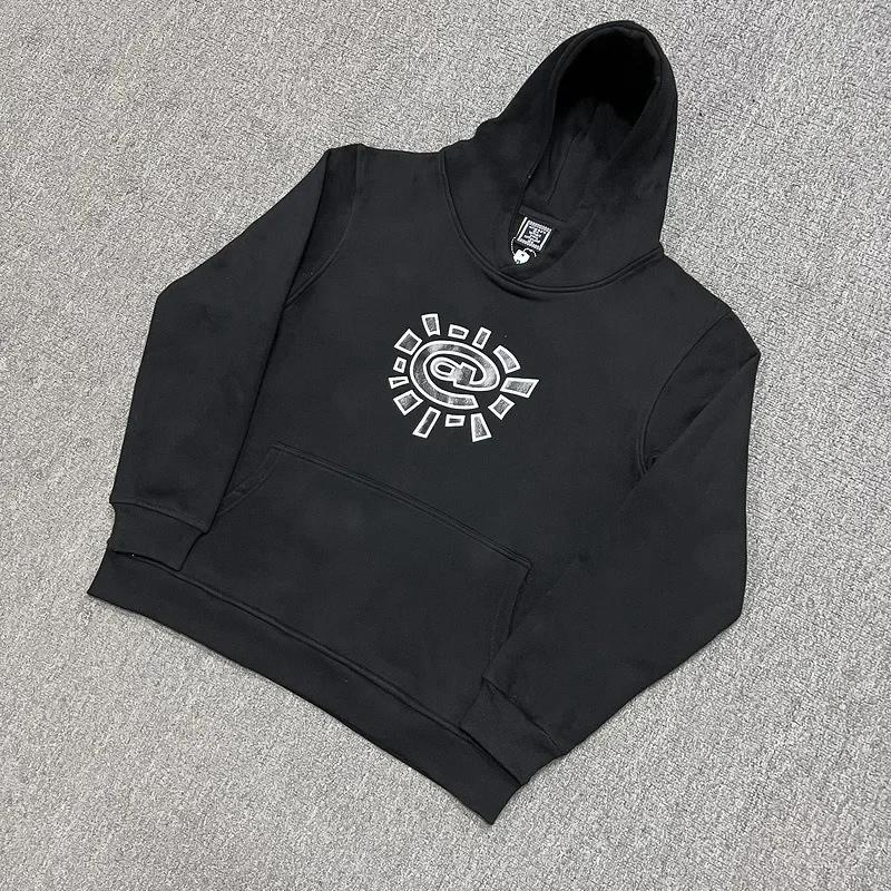 

Американские ретро персонализированные повседневные свободные толстовки с капюшоном Y2K модные узоры печатные свитера для уличной одежды S