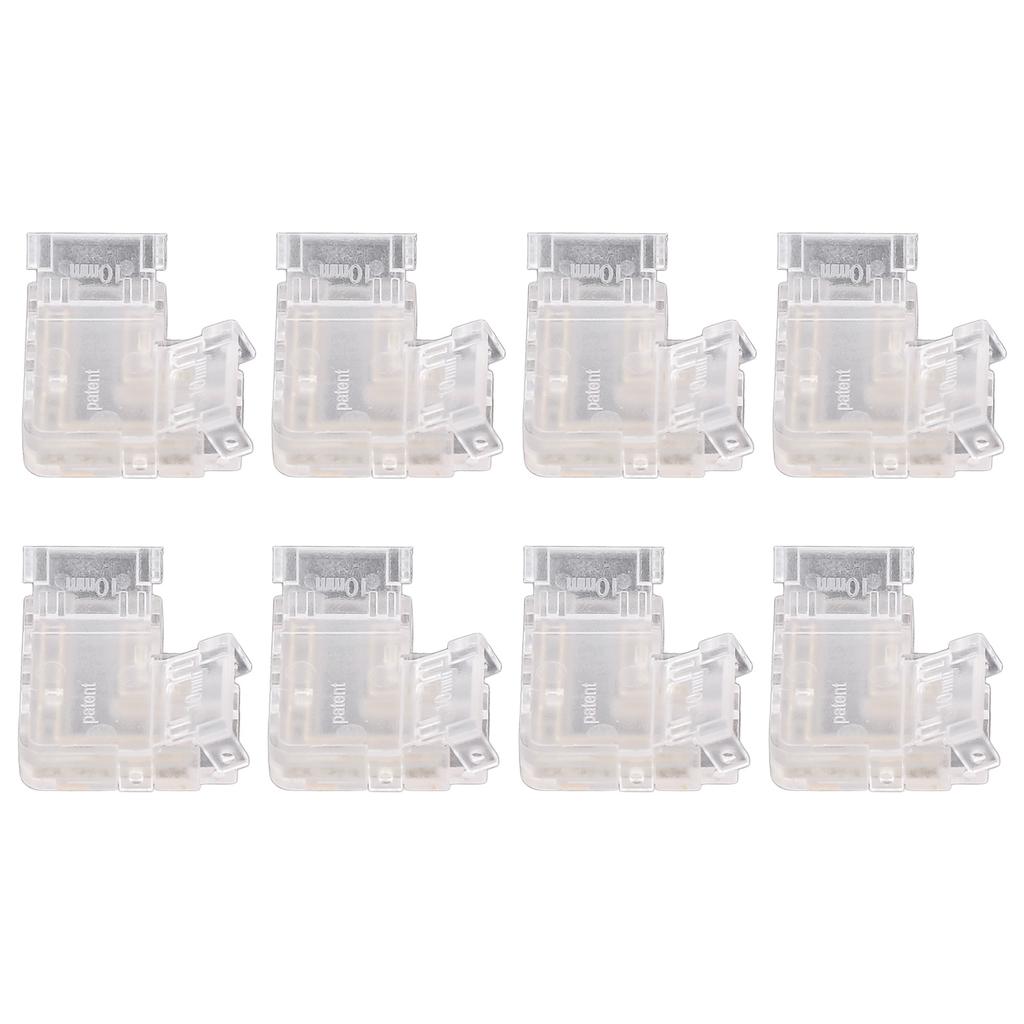 8PCS L Shaped LED Light Strip Connectors 4 Pin 10mm Transparent Gapless Solderless COB LED Adapter