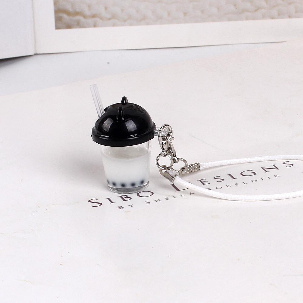 Portachiavi e Cordino Accessorio Tazza Miniatura Tè al Latte e Perle