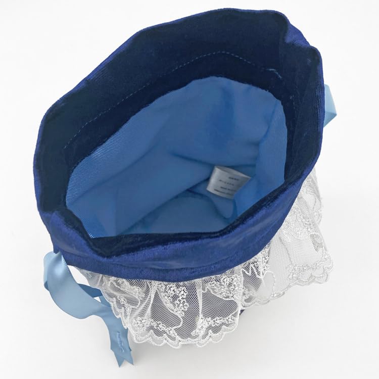 Moomin Lace Velvet Drawstring Bag Star Navy &