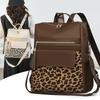 Vintage Leopard Print Backpack Women's Multi-functional Shoulder Bag Large Capacity Leopard Print Student Schoolbag