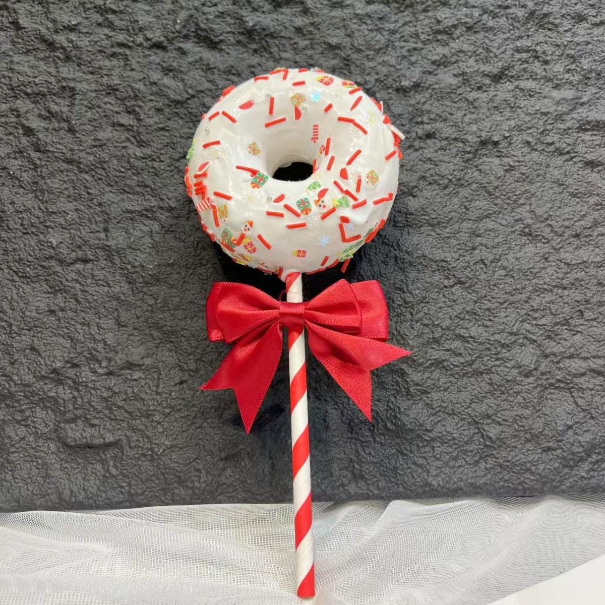 

Рождественский пончик (модель) - милое украшение из искусственной еды для елки и фотосессий на вечеринке, праздничные подарки