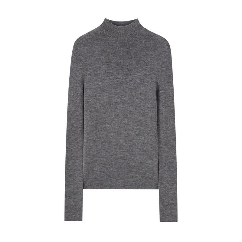 Women's Slim-Fit Cashmere Wool Sweater - Machine Washable, Half-High Collar, Autumn/Winter Design