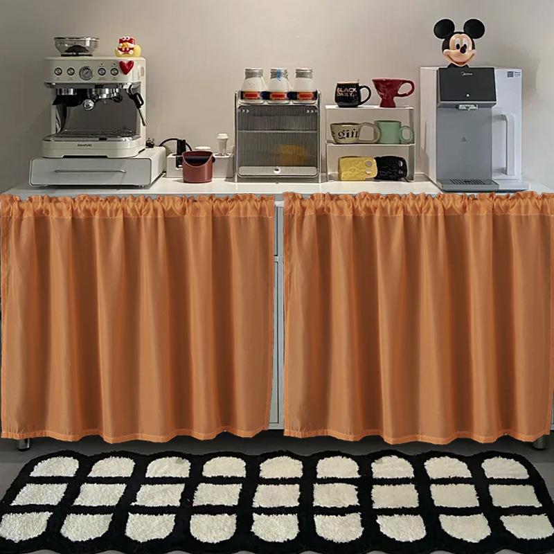 White Chiffon Waterproof Half Curtain Short Kitchen Cabinet Sundry Shade Partition Curtain Dining Table Table Skirt