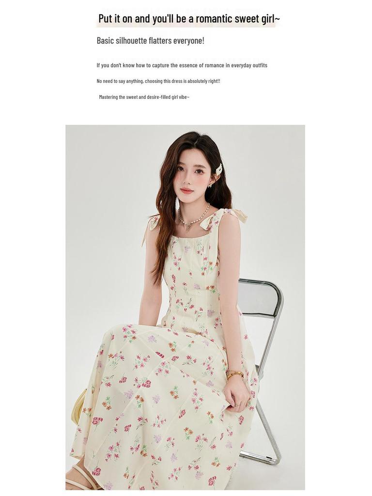Women's Summer Pink Mori Style Sleeveless Long Camisole Dress - Fairy Beach Vacation