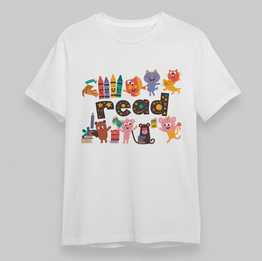 Women's Plus Size Classic T-Shirt Mens Womens Tees Top Read Animal Book Fun Cartoon Print Cotton Tee