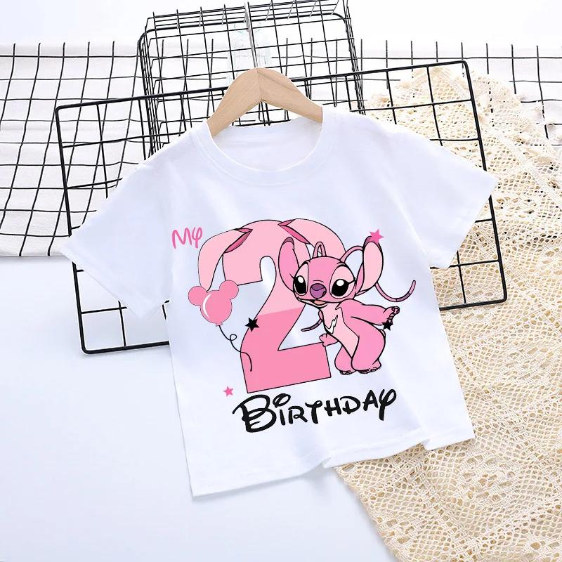 Enfants 1-9 Anniversaire Enfant T-shirts Bébé Fête Numéro Chemise Vêtements Mignon Ange T-shirt Fille Garçon Manches Courtes Vêtements Haut Cadeau