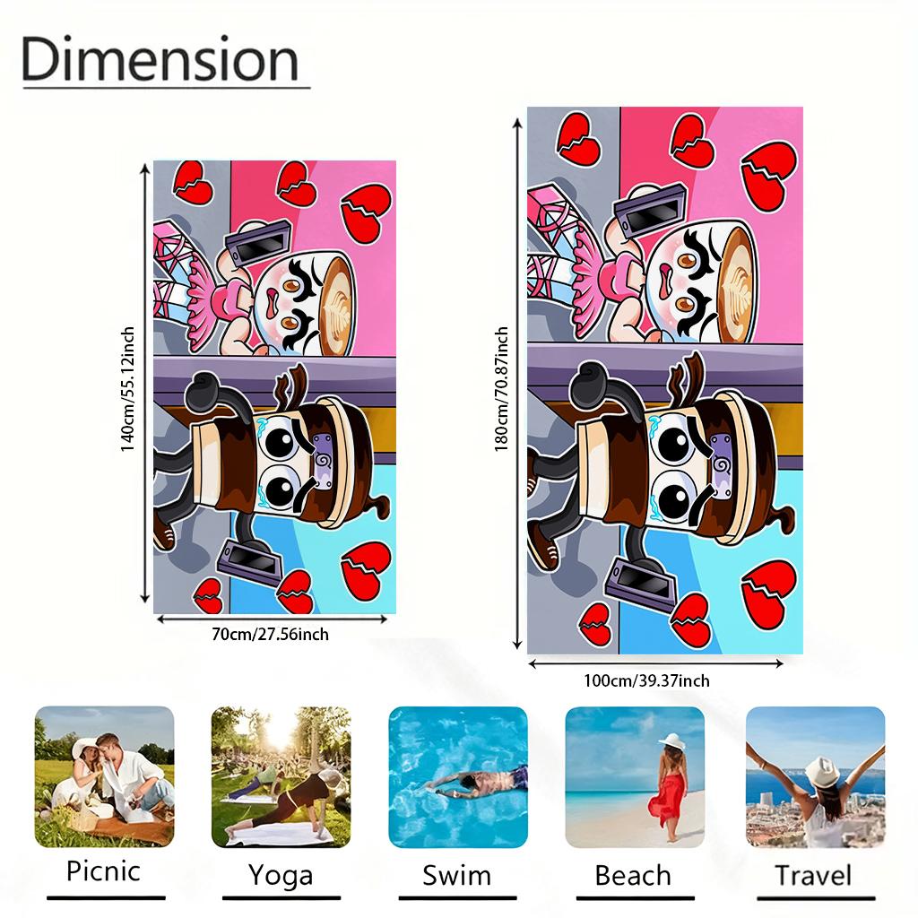 1pc S-Sprunki Cartoon Beach Towel Quick-drying Super Absorbent Suitable for Beach Vacation Pool Summer Funny Gift for Friends