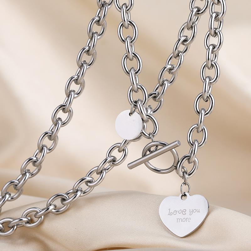 

Steel Titanium Sleek Heart Pendant Necklace For Women Featuring Unique Elements Geometric