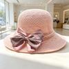 Summer Straw Hat With Large Brim And Bow Embroidery For Womens Sun Protection
