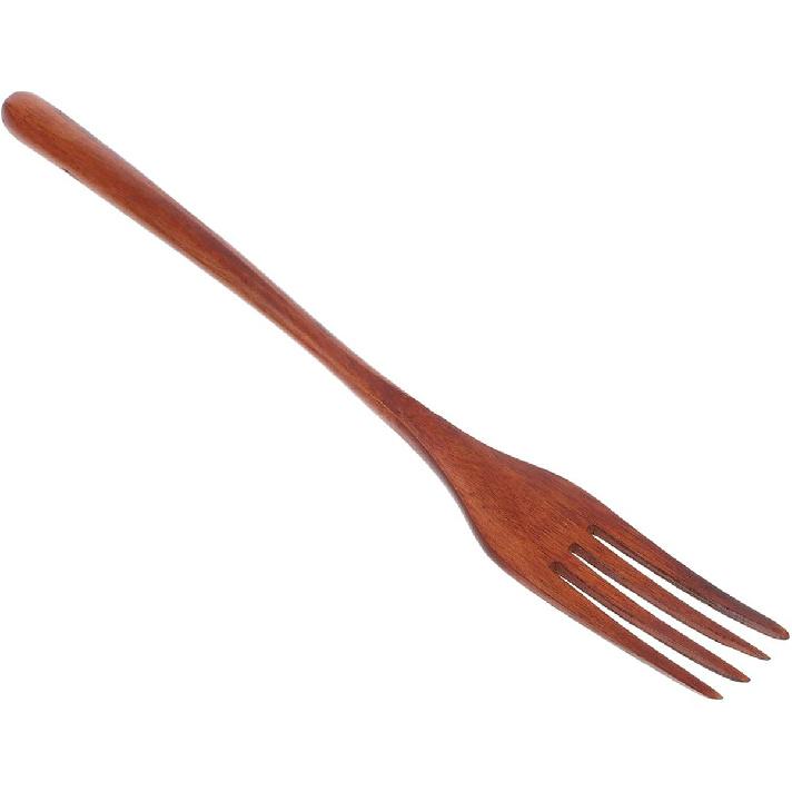 Cabilock Wooden Forks: Japanese Style Reble Wood Tasting Fork for Salad, Pasta, Grill, Fruit, Noodles - Kitchen Cooking Serving Utensil