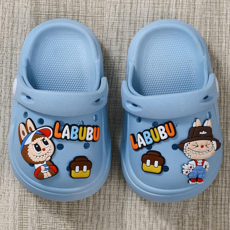 

Kids Summer Cartoon Slippers: Soft Sole, Non-Slip, Closed-Toe Indoor Shoes for Babies, Toddlers, and Children 17cm (Size 28-29) небо синє кольору