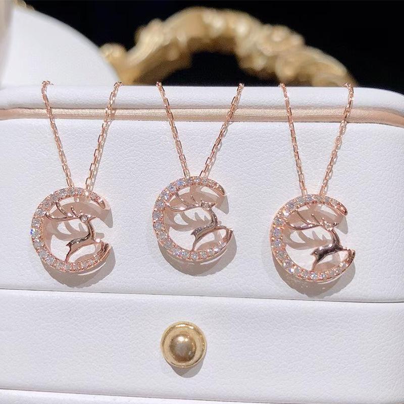 Du bist bei dir auf dem ganzen Weg Hirsch-Halskette Temperament Vielseitig und modisch Schlüsselbeinkette Geschenk zum chinesischen Valentinstag