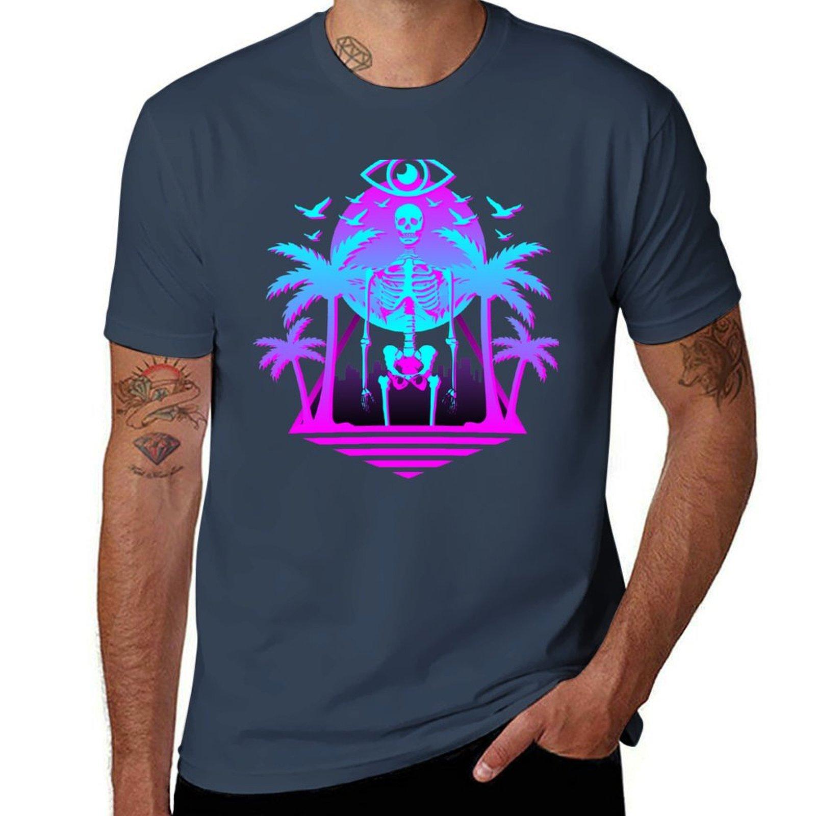 Radical Retro 80s Skeleton Tshirt Stain Resistant Casual Tee S