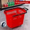 Thickened Plastic Shopping Basket with Wheels Handheld KTV Basket Convenience Store Caddy Vegetable Basket Pull Rod Basket