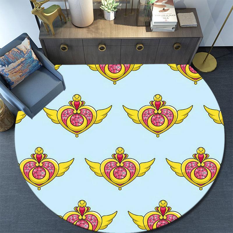 Sailor Moon5,Round Area Rug,Carpet Rug for Living Room Bedroom Sofa Playroom Decor,Non-slip Floor Mat
