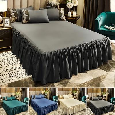 1 Stück Uni-Farben Bettrock Rüschen Bettrock Bezug Schlafzimmer Bettdecke Bettrock Rutschfester Matratzenbezug Spannbettlaken/ Tagesdecke
