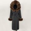 OFTBUY Winter Women Coat Real Natural Fox Fur Hooded Detachable Collar Double-faced Woolen Jacket Long Casual Elegant Overwears