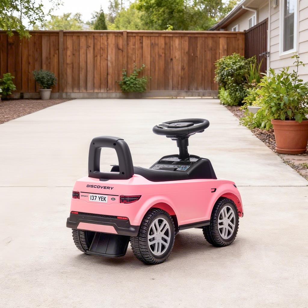 Ride-On Car for Children, Land Rover, Push Vehicle, Horn, Engine Sounds, Under-Seat Storage, Pink