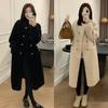 Women's 2024 Autumn/Winter Double-Breasted Lamb Wool Fleece Coat - Thick Mid-Length Lazy Style