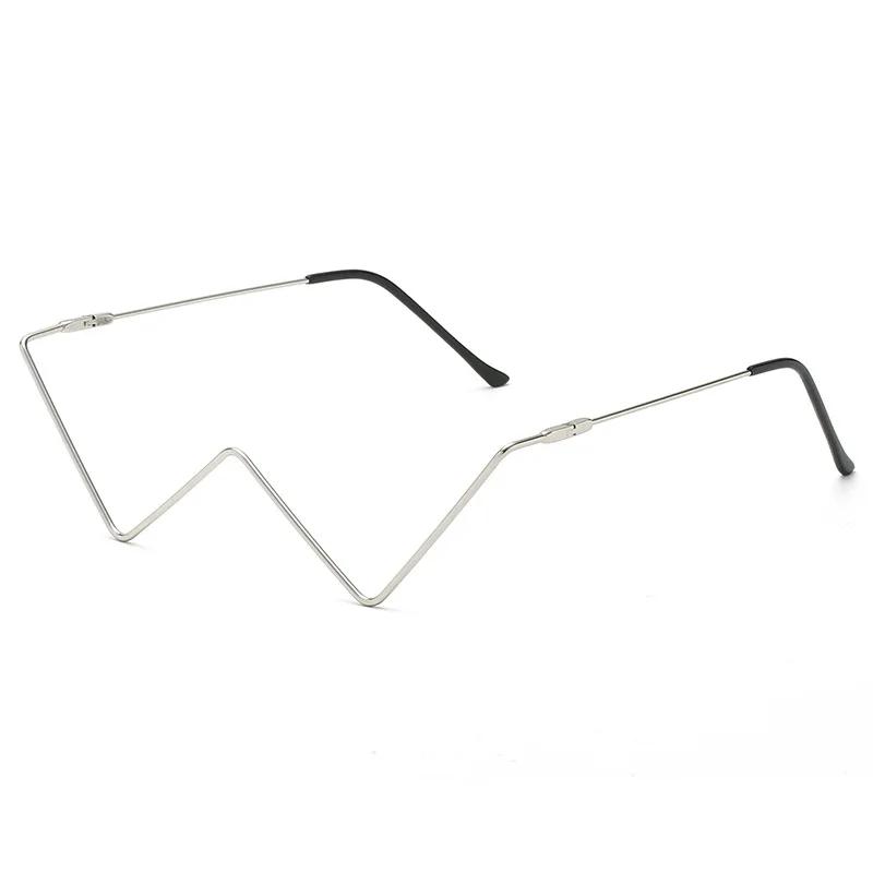 Rhinestone Metal No Lens Half Frame Glasses W Shaped Decorative Glasses Frames Sexy Diamond Eye Glasses Fashion Eyewear INS