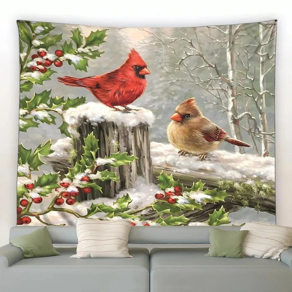 Cartoon Santa Claus Pattern Tapestry Home Bedroom Living Room Wall Decoration Christmas Theme Tapestry