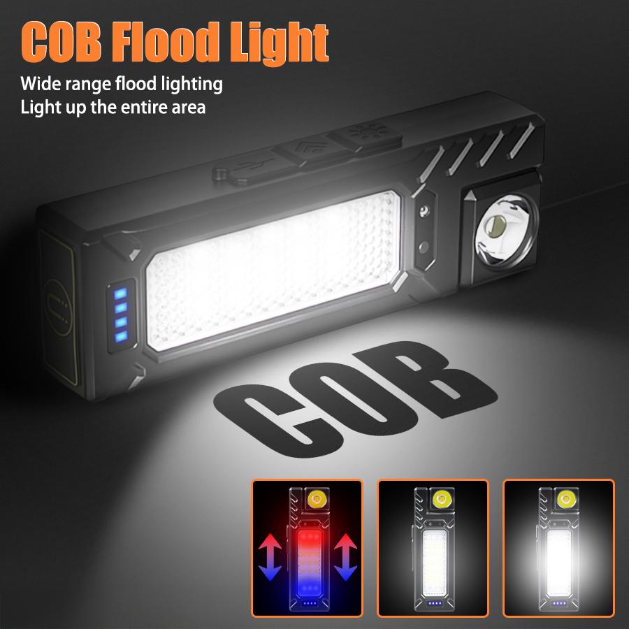 Powerful Sensor Flashlight Rechargeable Led Flashlights with Magnet,Hat Clip Torch Outdoor Waterproof Camping Fishing Lantern