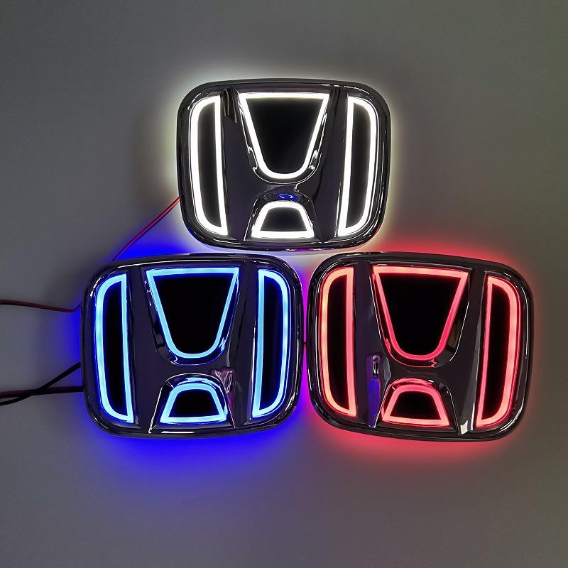 Car 5D LED Front Rear Light Emblem Sticker For Honda Civic FIT Accord Prelude CRV 5th Mugen CRZ CRX Jazz HRV Pilot Odyssey Elysi