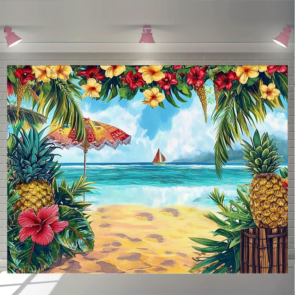 2D-Ebene, 1 Stück tropischer Strand Hawaii-Thema Hintergrundstoff, geeignet für den Muttertag