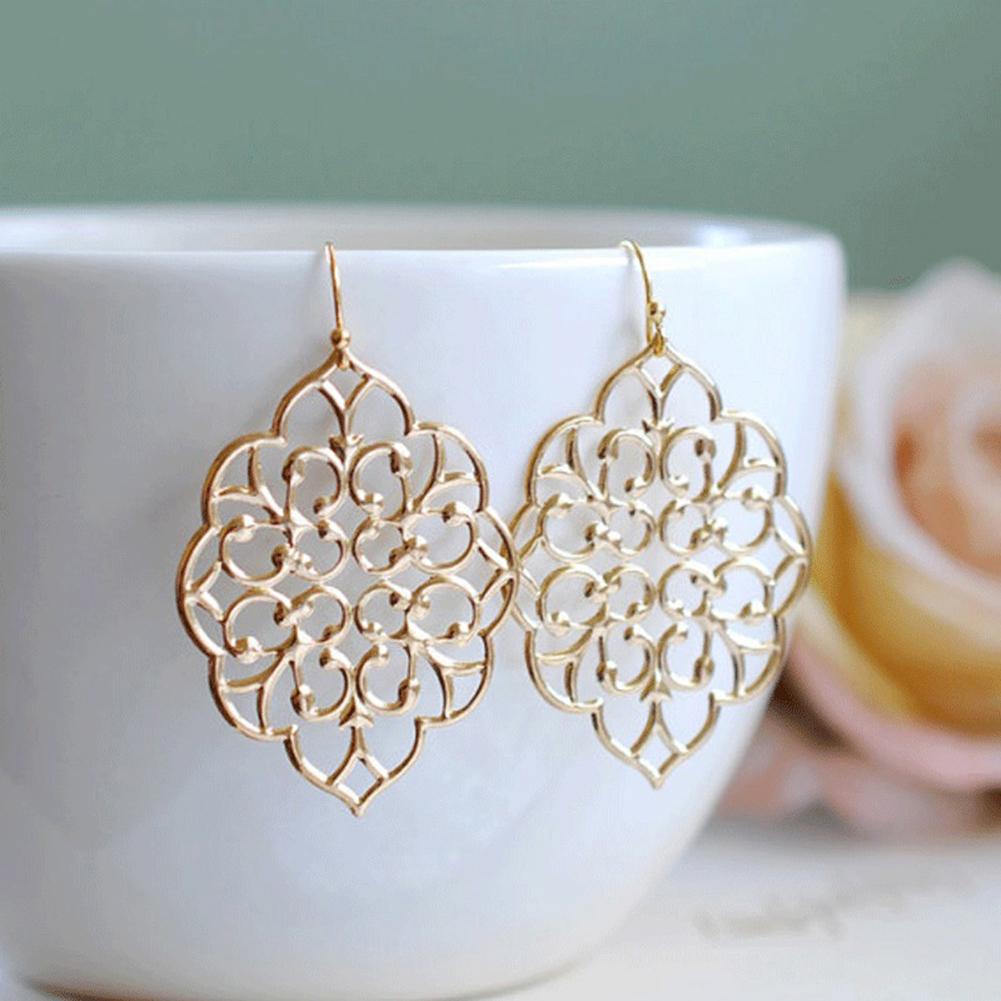 Women Chic Bohemian Style Wedding Party Openwork Earrings Fashion Jewelry Set
