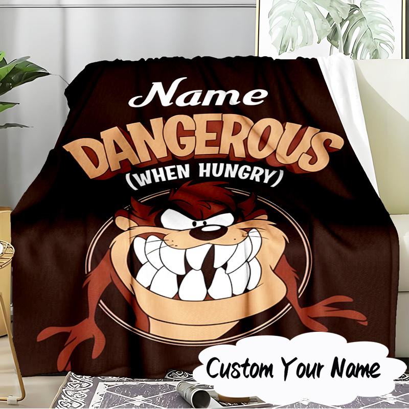 Custom Name Troublemaker Taz Devil Blanket  Ideal Bedding Blanket Perfect for Travel, Camping, Living Rooms, Offices, Sofas, Fan Christmas gift
