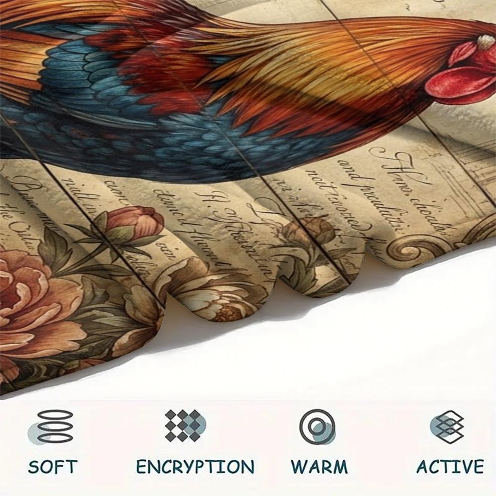 1PC Retro Floral Animal Print Flannel Blanket, High Quality All Seasons, Home Decor, Warmth and Comfort, Perfect for Christmas Gifts