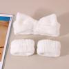 1set Elastic Women Shower Hairband & Wristband Cute Bowknot Plush Face Wash Hairband Home Makeup Headband Wristband