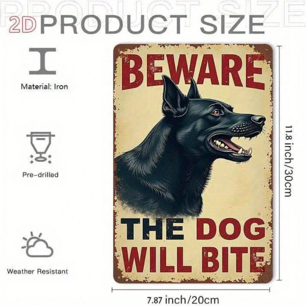 Cartello Metallo Vintage Attenzione al Cane Lattina Segno Retro Fattoria Targhetta da Parete Divertente Garage Caffè Decorazione 7,8 Pollici