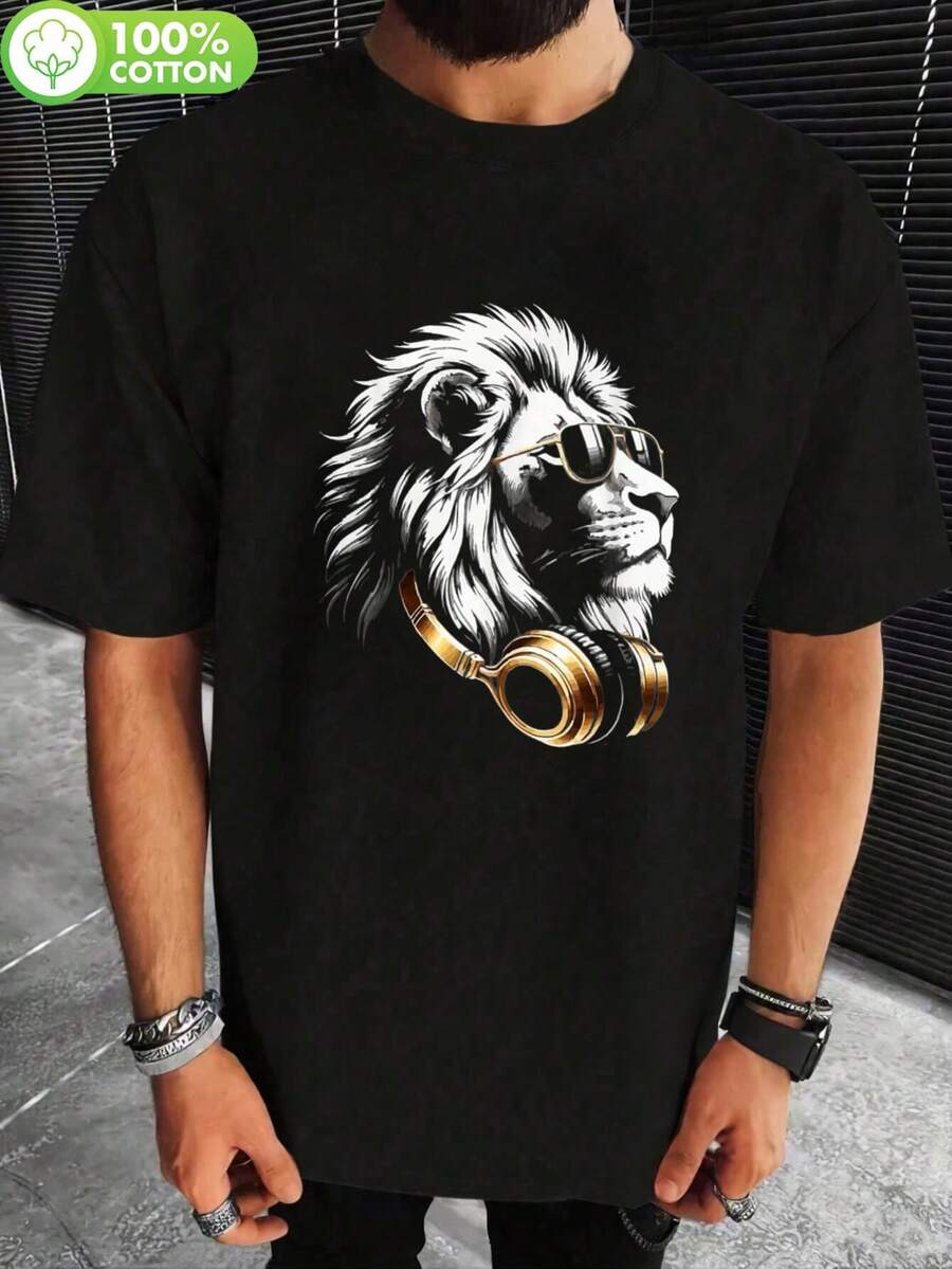 

Unissex s Lion With Glasses & DJ Headphones T-Shirt S
