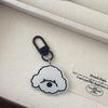 Hand-Painted Puppy Emoji Keychain: Cute Acrylic Bag Charm for Couples or Besties