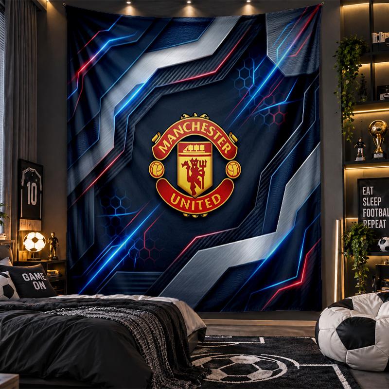Arazzo da Appendere alla Parete Stampa Manchester United Tessuto per Soggiorno Camera da Letto Decorazione per la Casa
