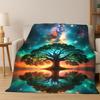 Tree of Life Nordic Mythology Yggdrasil Nature cartoon Flannel Blanket Soft Throw Blanket for Bedroom Living Room Bed Travel kid