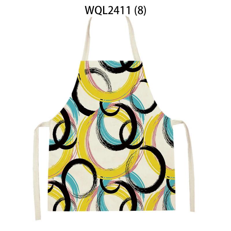 Geometry Stripe Triangles Pattern Kitchen Apron for Women Linen Bibs House Cleaning Pinafore Home Cooking Apron Accessories