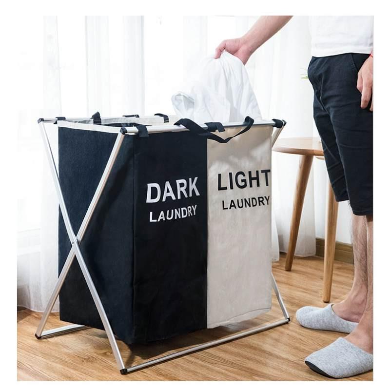 Foldable Oxford Fabric Dirty Clothes Hamper With Multicompartment Storage For Home Use