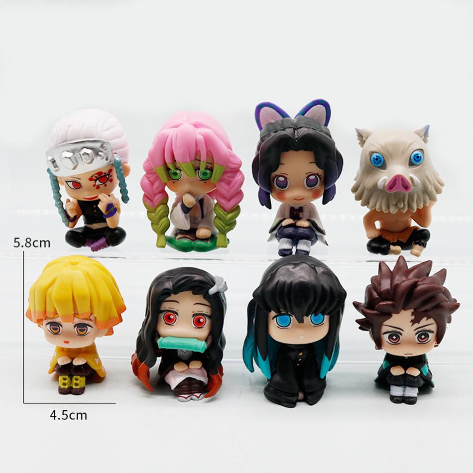 

In Stock 8Pcs/Set Q Version Figures Sitting Pose Anime Pvc Action Figurine Collectible Model Plaything Present For Fans
