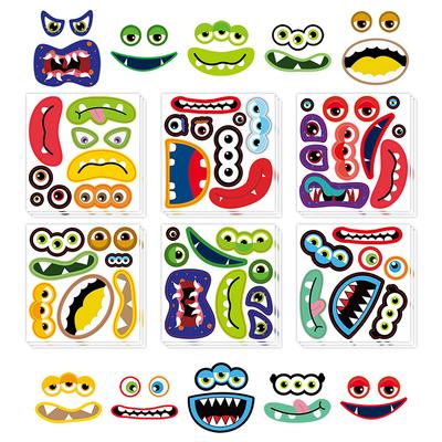 6 Emoticon Package Puzzle Stickers Cartoon Parent-child Interaction Make A Face Puzzle Waterproof Creative Stickers