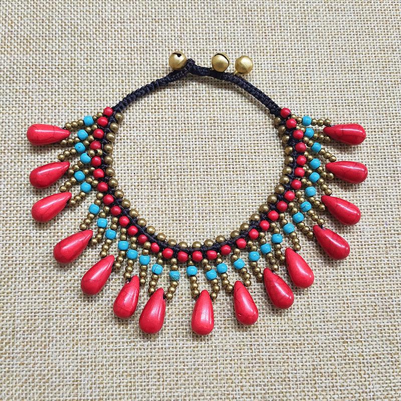 

Европейский и американский богемный стиль полудрагоценный камень женский браслет на щиколотку восковая нить ручной работы пляжный женский браслет на щиколотку 20CM