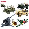 WW2 Military Patrol Vehicle Land Force Normandy Landing Building Blocks Set - Army Soldier Figures Classic Kids Toy Bricks