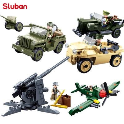 WW2 Military Patrol Vehicle Land Force Normandy Landing Building Blocks Set - Army Soldier Figures Classic Kids Toy Bricks