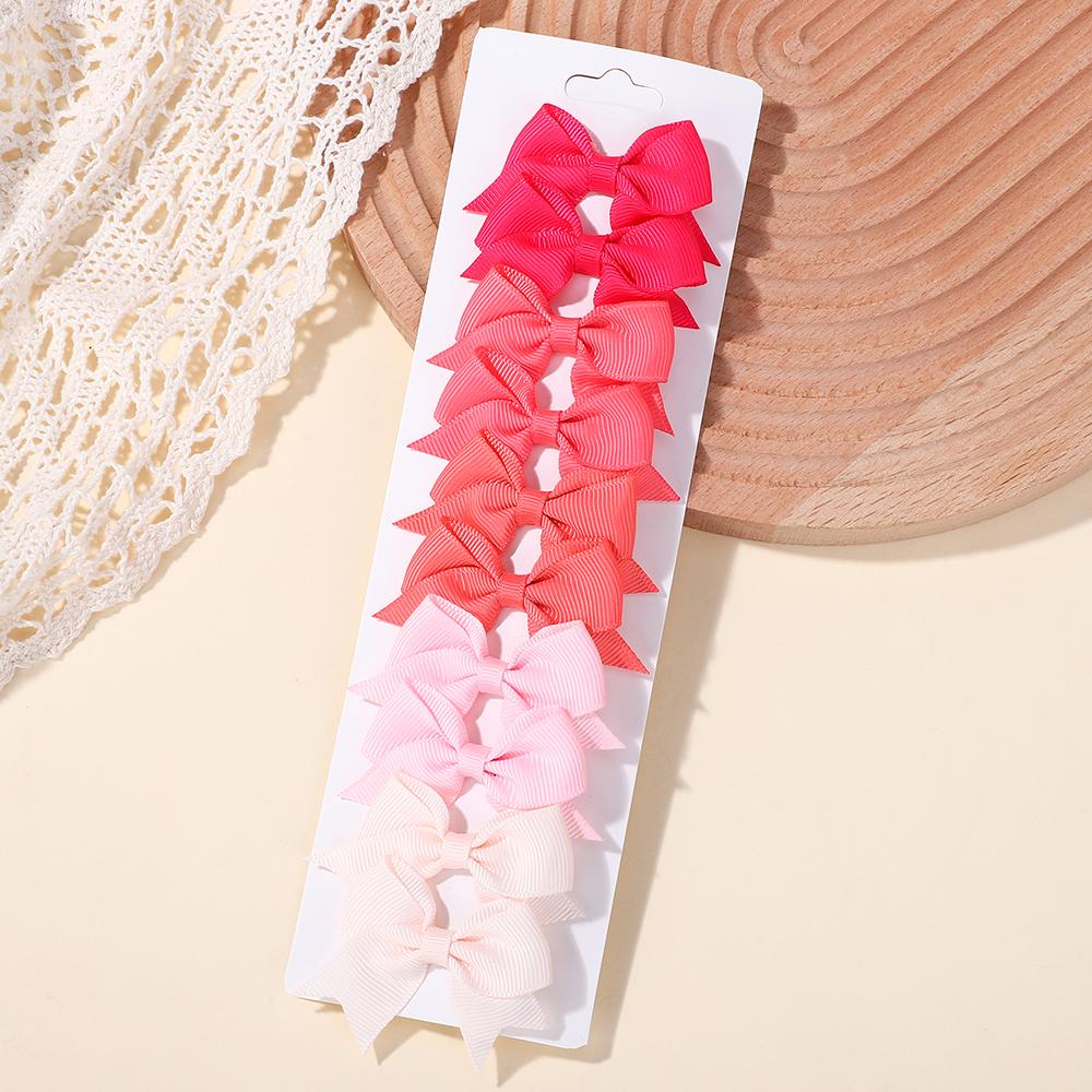 10Pcs/set Cute Solid Bows Baby Hair Clips Candy Color for Girls Princess Hairpins Barrettes Kids  Grosgrain Hair Accessories