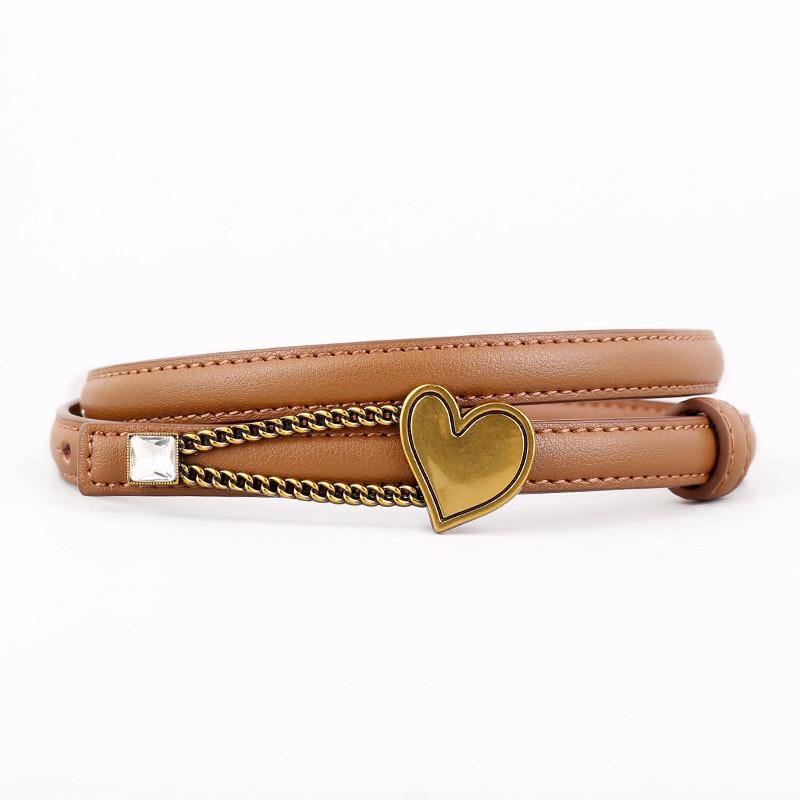 Womens Leather Belt With Heart Chain For Casual And Office Wear