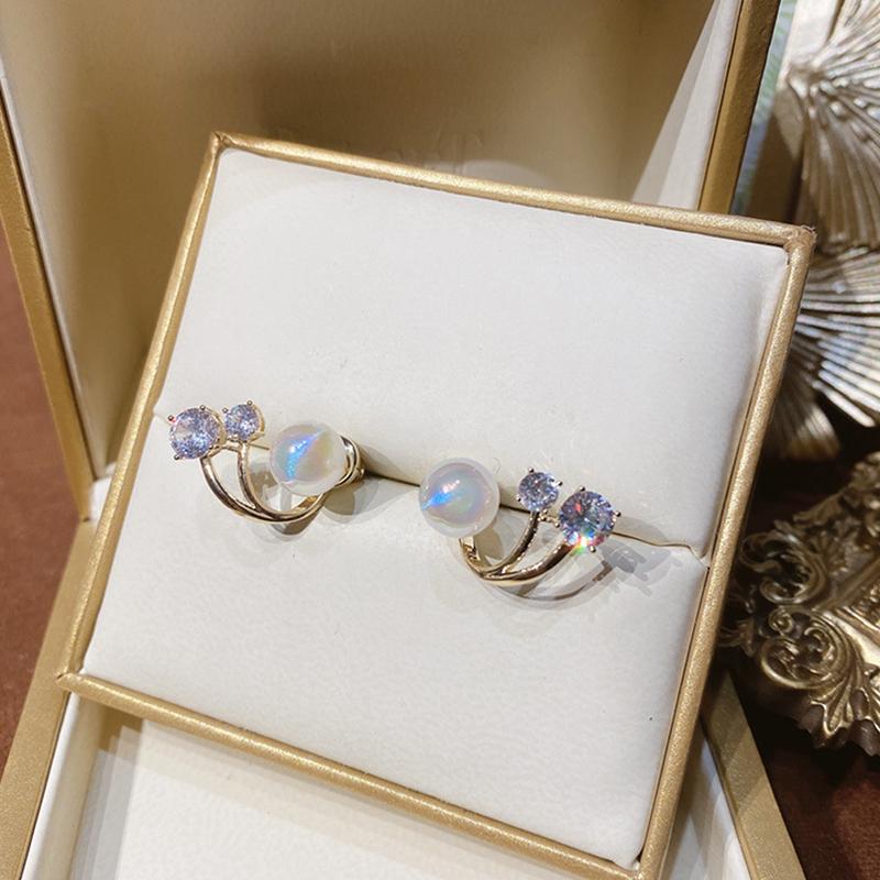 Zircon Pearl Earrings for Women Fashion Crystal Earrings Studs Wedding Party Accessories Jewelry Gift