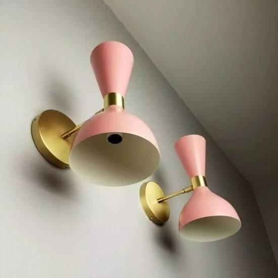 Modern Italian Diabolo Wall Sconce Lamps – Pair of Brass Wall Light Fixtures for Decorative Interiors