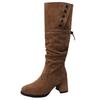 Versatile Design Thick Heel Tall Knight Boots Women's Autumn and Winter Retro Suede High Heel Boots Maillard Fashion Boots
